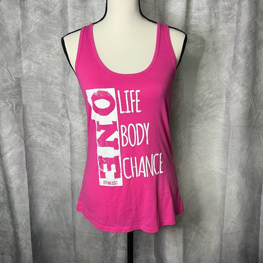 Fitness Tee Co. Fuchsia One Life, One Body, One Chance Racerback Tank - Large